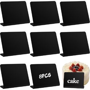 BENBO 8 Pieces Mini Chalkboard Sign, Small Acrylic Black Chalkboard Buffet Tags Food Label Sign Lean-Back Message Board Signs Tabletop Blackboard for Weddings Birthday Parties Food, 4 x 3 Inches