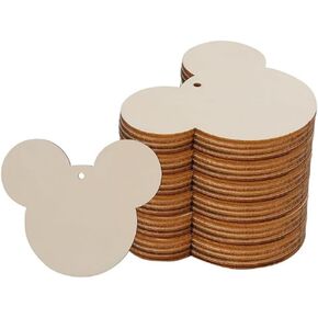 Wood Mouse Ornaments for Crafts 40Pcs Unfinished Wooden DIY Birthday Decorations Cute Party Favors Supplies Christmas Kids Girl Boy Memorial Day Handmade Gift Pumpkin Blank Wood Planks