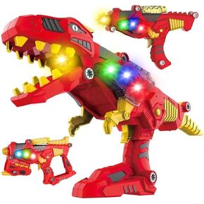 Liberty Imports Dinosaur Toy Gun - 3-in-1 Transforming T-Rex Blaster with Cool Sound Effects & LED Light Up - Build and Take Apart Toy for Boys & Girls
