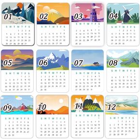 2025 Monthly Calendar Stickers 2X2.5 Inch Mini Calendar 12 Month Annual Yearly Planner,12 Pcs/Sheets,4 Sheets