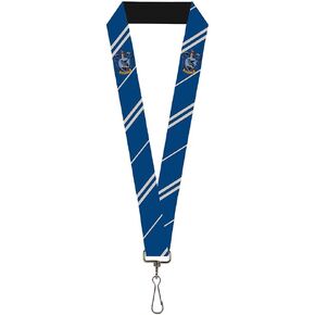 Buckle Down Lanyard-1.0"-Ravenclaw Crest/Stripe Blue/Gray