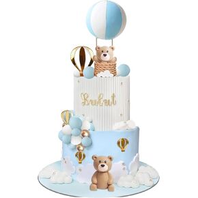 Bear Cake Topper White Cloud Hot Air Balloon Cake Decor
