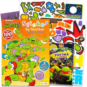 Teenage Mutant Ninja Turtles Sticker by Number Book Set - TMNT Activity Sticker Book Bundle with TMNT Sticker Mosaic Book Plus Play Pack, More | TMNT Activity Book for Kids