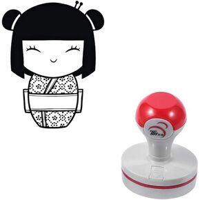Seasonstorm Japan Kimono Girl Self-Inking Photosensitive Planner Scrapbooking Stamps for Card Making Bullet Journal Art Supplies Round 1.6 inches Black Ink