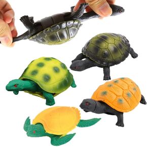 4 Pack 5 Inch Rubber Turtle Toys, Tortoise Sets for Children, Great Safety Material TPR Super Stretchy, Can Hide in Shell, Sea Ocean Animal Bathtub Bath Pool Toy Party Favors Boys Kids Collection