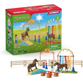 Schleich Farm World Pony Agility Training Set with Horse, Trainer, and Accessories Playset - 41-Piece Pony, Trainer, and Accessories Toy Set, Gift for Boys, Girls, and Toddlers Ages 3+