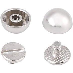 TOPINCN 20Pcs Metal Purse Handbag Feet Mushroom Type Nailhead Hollow Round Head Stud Metal Philip Screw-Back Spike Studs Rivet for Leather Crafting (Silver)