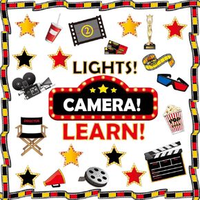 Movie Night Bulletin Board Classroom Decoration Set Motivational Movie Theme Bulletin Boarders Movie Star Cutouts for Classroom Chalkboard Wall Decor Back to School Supplies
