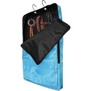 Asooll Horse Bridle Bag,Bridle/Halter Bag with 3 Prong Tack Rack,Horse Tack Carry Bag,Horse Harness Bag,Bridle Bag with Hooks for Horse Gear Storage,Blue