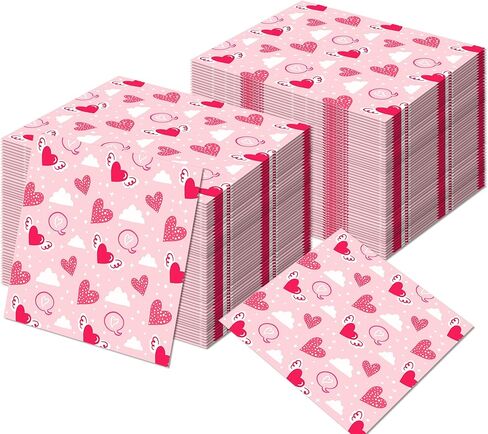 40pcs قلب مناديل عيد الحب مناديل عيد الحب مناديل يمكن التخلص منه مناديل فالنتينز المناديل المناديل in Kuwait