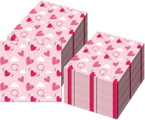 40pcs قلب مناديل عيد الحب مناديل عيد الحب مناديل يمكن التخلص منه مناديل فالنتينز المناديل المناديل in Kuwait