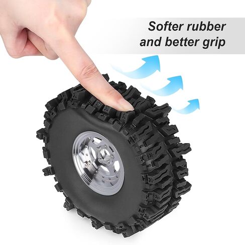 إزاحة Hobbypark السلبية -10 مم طبق من الألومنيوم Chrome 1.9 عجلات Beadlock و 1.9 إطارات الطين من الطين لـ 1/10 RC Crawler AXIAL SCX10 TRX4 VS4-10 GEN8 RC4WD ، مجموعة من 4 in Kuwait