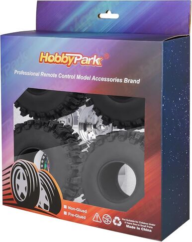 إزاحة Hobbypark السلبية -10 مم طبق من الألومنيوم Chrome 1.9 عجلات Beadlock و 1.9 إطارات الطين من الطين لـ 1/10 RC Crawler AXIAL SCX10 TRX4 VS4-10 GEN8 RC4WD ، مجموعة من 4 in Kuwait