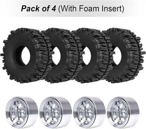 إزاحة Hobbypark السلبية -10 مم طبق من الألومنيوم Chrome 1.9 عجلات Beadlock و 1.9 إطارات الطين من الطين لـ 1/10 RC Crawler AXIAL SCX10 TRX4 VS4-10 GEN8 RC4WD ، مجموعة من 4 in Kuwait