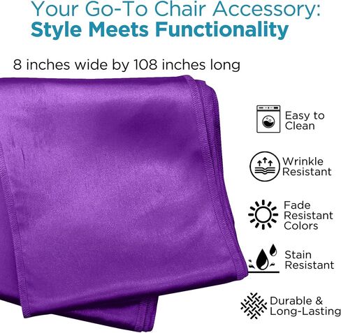 Sparkles Make It Special 50 قطعة غطاء كرسي ستان وشاح فيونكة - فضي - حفل زفاف وحفلة استقبال - 28 لونًا متاحًا in Saudi Arabia