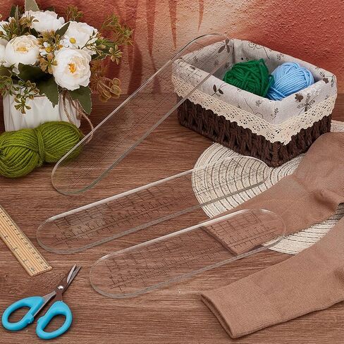 Olycraft 3pcs 2 أحجام الحاكم الجورب الحياكة الكروشيه لا ثقب 8.9/11.8 بوصة صافية أكريليك الجورب كروشيه الحاكم الجورب الحياك in Saudi Arabia