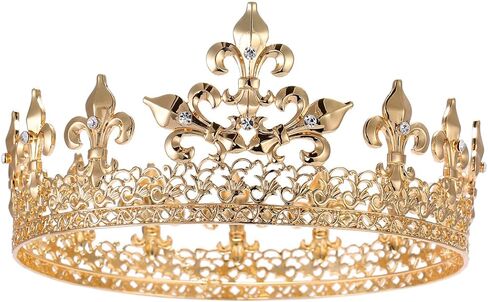 S SNUOY King Crown Full Round Crown Cake Topper Prom Party Hats Birthday Crown for Men in Saudi Arabia