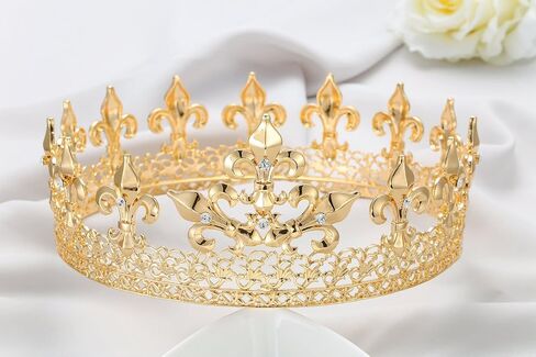 S SNUOY King Crown Full Round Crown Cake Topper Prom Party Hats Birthday Crown for Men in Saudi Arabia