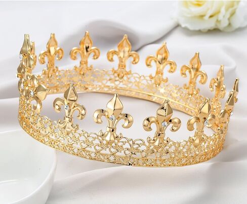 S SNUOY King Crown Full Round Crown Cake Topper Prom Party Hats Birthday Crown for Men in Saudi Arabia