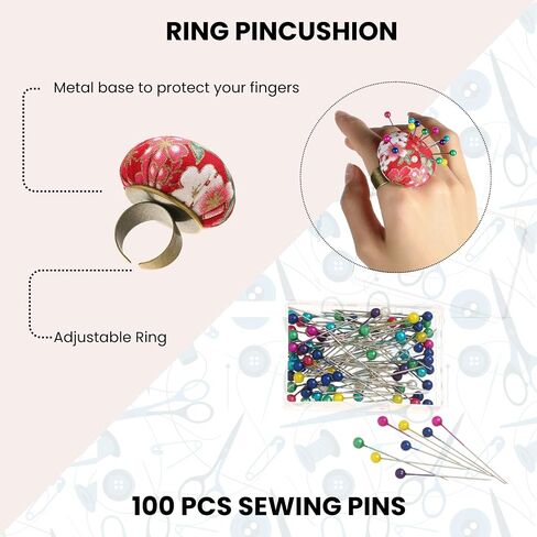 HEYNERIC™ Wrist Pin Cushion for Sewing + Prevent Pricks Ring Pincushion + 100 pcs Sewing Pins | Improved Classic Sewing pin Holder Perfect for Professionals or Sewing Enthusiast. (Mustard) in Saudi Arabia