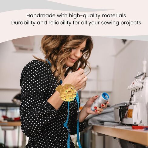 HEYNERIC™ Wrist Pin Cushion for Sewing + Prevent Pricks Ring Pincushion + 100 pcs Sewing Pins | Improved Classic Sewing pin Holder Perfect for Professionals or Sewing Enthusiast. (Mustard) in Saudi Arabia