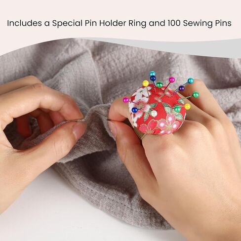 HEYNERIC™ Wrist Pin Cushion for Sewing + Prevent Pricks Ring Pincushion + 100 pcs Sewing Pins | Improved Classic Sewing pin Holder Perfect for Professionals or Sewing Enthusiast. (Mustard) in Saudi Arabia