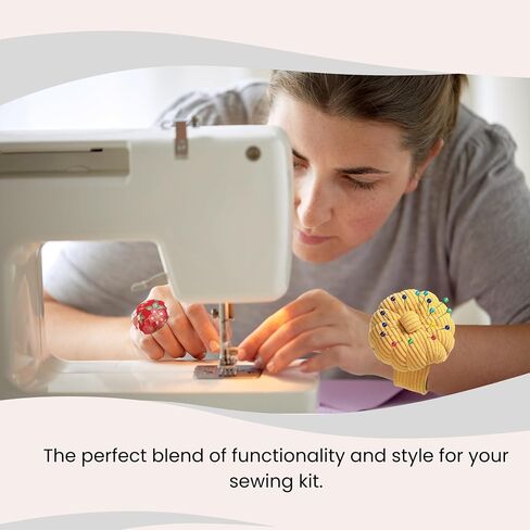 HEYNERIC™ Wrist Pin Cushion for Sewing + Prevent Pricks Ring Pincushion + 100 pcs Sewing Pins | Improved Classic Sewing pin Holder Perfect for Professionals or Sewing Enthusiast. (Mustard) in Saudi Arabia