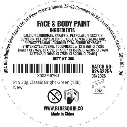 Blue Squid PRO Face Paint - Professional Water Based Single Cake Facepaint & Body Paints - SFX Makeup, Kids Adults Face Painting for Costume, Halloween, Cosplay - Split Red, White & Blue 30g / 1oz in Kuwait