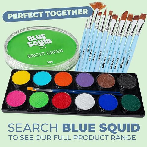 Blue Squid PRO Face Paint - Professional Water Based Single Cake Facepaint & Body Paints - SFX Makeup, Kids Adults Face Painting for Costume, Halloween, Cosplay - Split Red, White & Blue 30g / 1oz in Kuwait