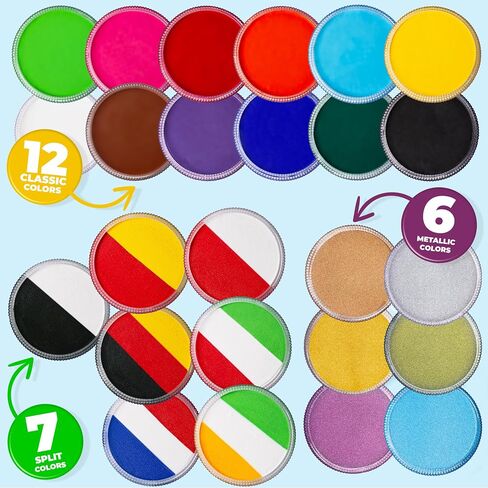 Blue Squid PRO Face Paint - Professional Water Based Single Cake Facepaint & Body Paints - SFX Makeup, Kids Adults Face Painting for Costume, Halloween, Cosplay - Split Red, White & Blue 30g / 1oz in Kuwait