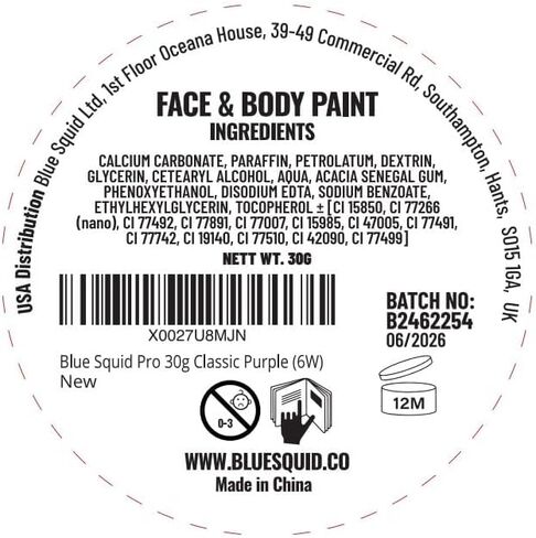 Blue Squid PRO Face Paint - Professional Water Based Single Cake Facepaint & Body Paints - SFX Makeup, Kids Adults Face Painting for Costume, Halloween, Cosplay - Split Red, White & Blue 30g / 1oz in Kuwait