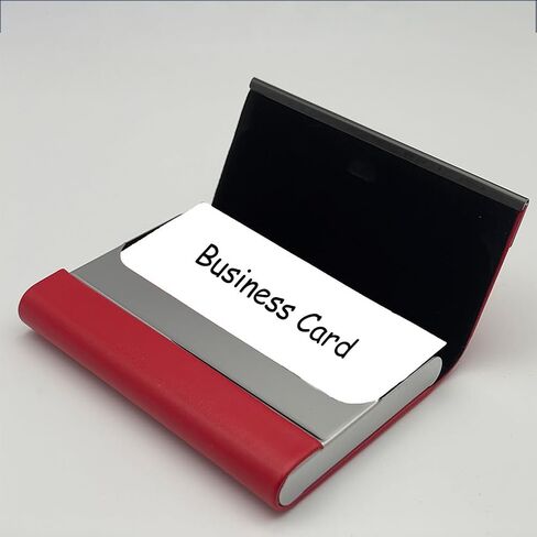 Business Card Holder, PU Leather Business Card Case, Stainless Steel Business Card Holders Pocket Metal Name Card Case, Slim Card Carrier for Men & Women (Dark Blue) in Saudi Arabia