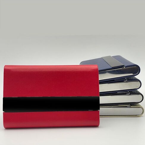 Business Card Holder, PU Leather Business Card Case, Stainless Steel Business Card Holders Pocket Metal Name Card Case, Slim Card Carrier for Men & Women (Dark Blue) in Saudi Arabia