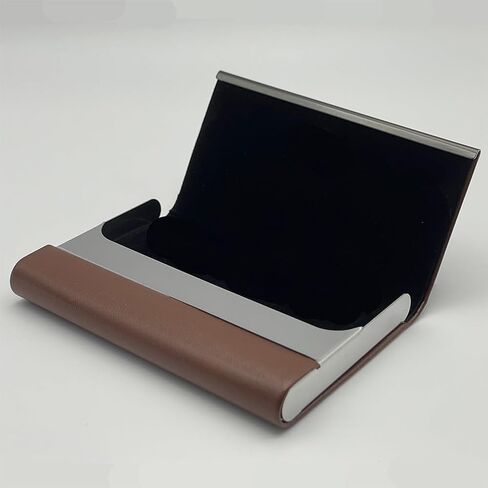 Business Card Holder, PU Leather Business Card Case, Stainless Steel Business Card Holders Pocket Metal Name Card Case, Slim Card Carrier for Men & Women (Dark Blue) in Saudi Arabia