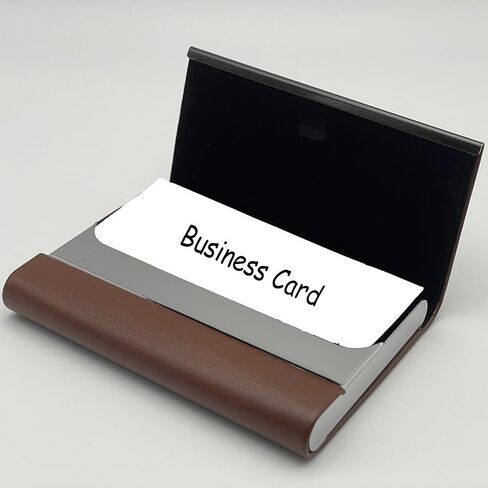 Business Card Holder, PU Leather Business Card Case, Stainless Steel Business Card Holders Pocket Metal Name Card Case, Slim Card Carrier for Men & Women (Dark Blue) in Saudi Arabia