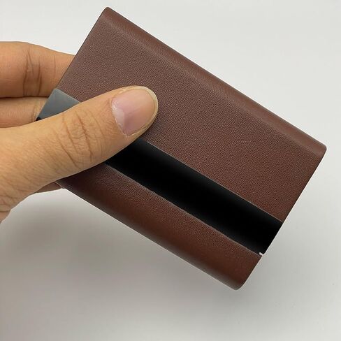 Business Card Holder, PU Leather Business Card Case, Stainless Steel Business Card Holders Pocket Metal Name Card Case, Slim Card Carrier for Men & Women (Dark Blue) in Saudi Arabia