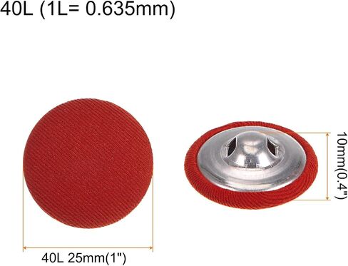 HARFINGTON 10pcs 40L Fabric Cloth Covered Button 25mm Metal Shank Round Sewing Buttons for Suits Dress Blouses, Red in Saudi Arabia