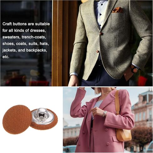 HARFINGTON 10pcs 40L Fabric Cloth Covered Button 25mm Metal Shank Round Sewing Buttons for Suits Dress Blouses, Red in Saudi Arabia