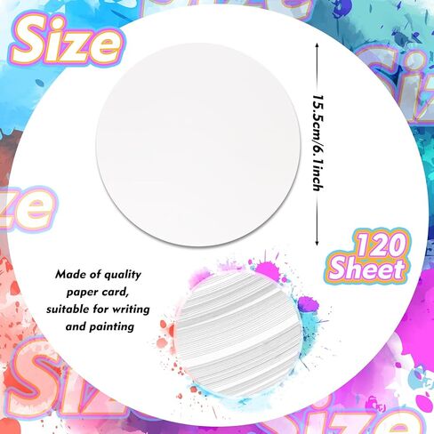 Fullhawl 120 Pcs White Cardstock Round Spin and Spiral Art Station Refill Paper 6.1 Inches Diameter Cardboard Circles for Crafts Circular Cardstock Cutouts for Paint Supply DIY Paper School Crafting in Kuwait