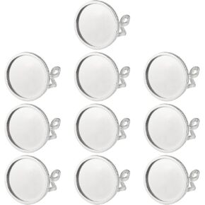PATIKIL Stainless Ring Blank, 12mm 10 Pcs Adjustable Finger Ring Blank Base Bezel Trays Flat Pad Tray for Jewelry Making Finding DIY Carvings, Gold