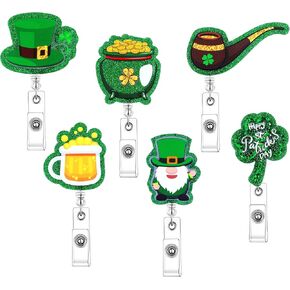 6 Pack Christmas Badge Reel Retractable with Alligator Swivel Clip Cute Holiday Badge Reels Funny Christmas Tree ID Badge Holder for Nurse Student