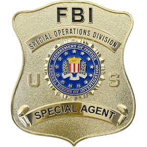 Buite FBI Badge, Enameled & Plated, Catch Design, Nickel-Brass Opulent Shield Badge for Dressing up and Cosplay, Gift Box Packaging(FB)