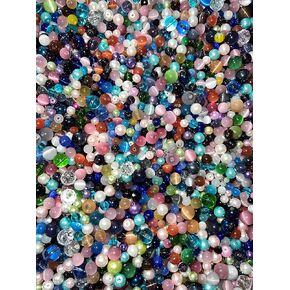 Assorted Loose Beads, Craft, Bracelet DIY Projects, Beading Kit, Mulit Colored Bulk Lot of Beads, Jewelry Making Kit (Mixed Beads - Cat's Eye, Pearls, Glass, Acrylic 3/4 Pound)