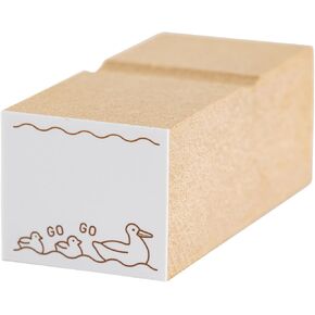 Hobonichi Frame Stamp (Let's GO GO Out) - Beige, White - Rectangular, Square - Rubber - 61mm x 25mm