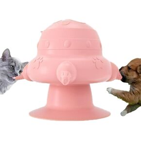 Puppy Milk Feeder for Nursing, 240ML Pet Milk Feeder with 4 Nipples, Silicone Puppy Nursing Station, Self Feeding Pet Feeder Milk Bowl with Lid, Non-Slip Feeder Bowl for Puppies Kittens (Pink)