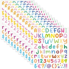 12 Sheets Vinyl Letters Numbers Stickers Kit,1008 Pcs 1 Inch Self Adhesive DIY Cursive Sticker Alphabet Number Letter Decal for Signs, Classroom Decor, Door Window,Office,Mailbox,Crafts (Colorful)