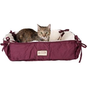 Armarkat 2-in-1 Cat Pet Bed & Fleece Cat Mat, Burgundy/Ivory, 16" L x 16" W x 6" H (C06HJH/MB)