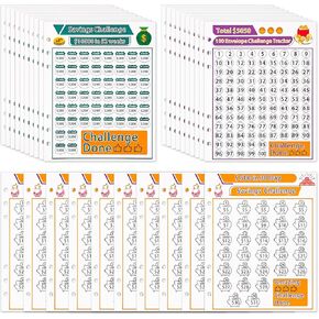 30 Sheets Money Saving Challenge Binders, 52 Weeks, 30 Days, 100 Envelopes Money Savings Challenge Tracker Cards for 6 Ring A5 Binders to Save 500 5050 10000