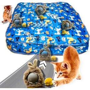 Trendy Hub Interactive Cat Toys, Fast Rolling LED Ball in Pouch, Automatic Motion Activated Ball; Hide and Seek Game for Indoor Exercise Kicker; Size 72 * 72 * 11cm Durable Play Mat