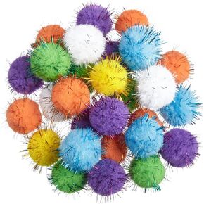 30Pcs 1.2inch/3cm Sparkle Balls for Cats, Cat Toy Pom Pom Balls Fuzzy Balls Tinsel Balls for Cats, Interactive Cat Toy Cat Balls Toys for Indoor Cats (Mixed Colour)